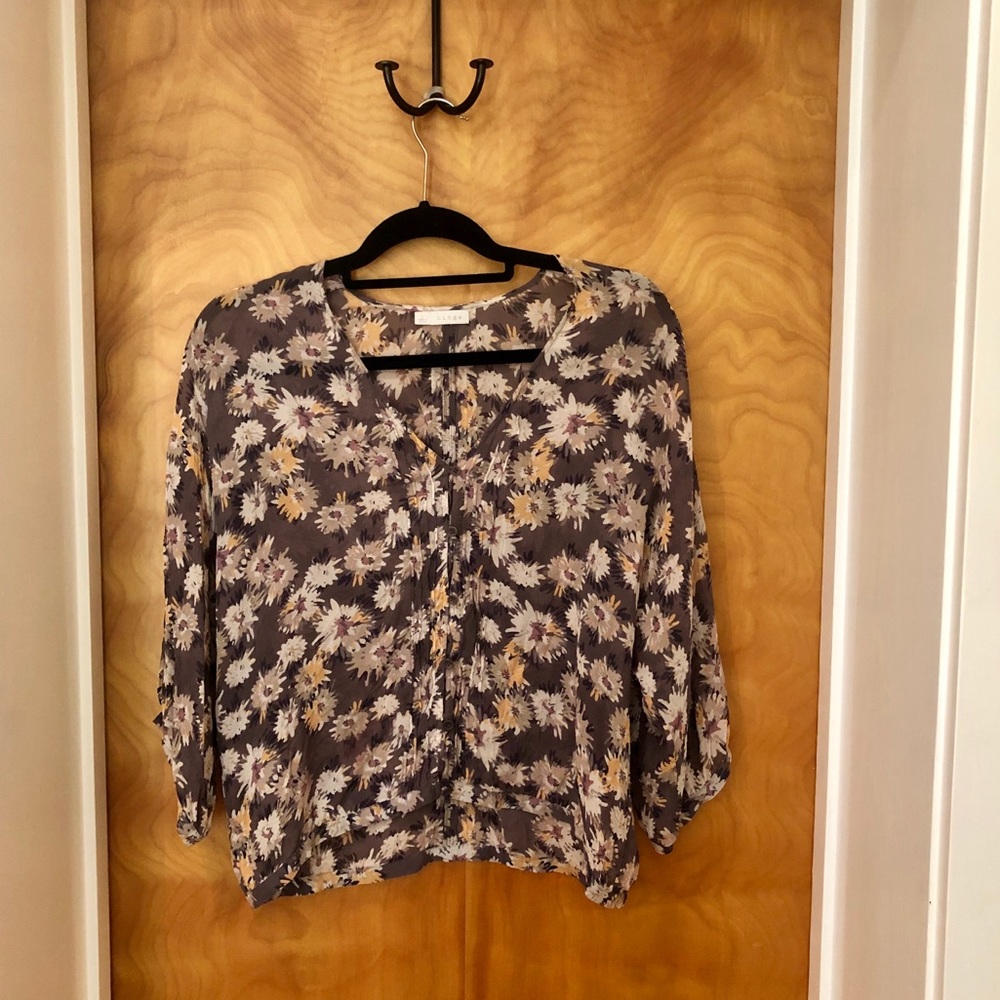 Hinge Floral Print Button Down Blouse